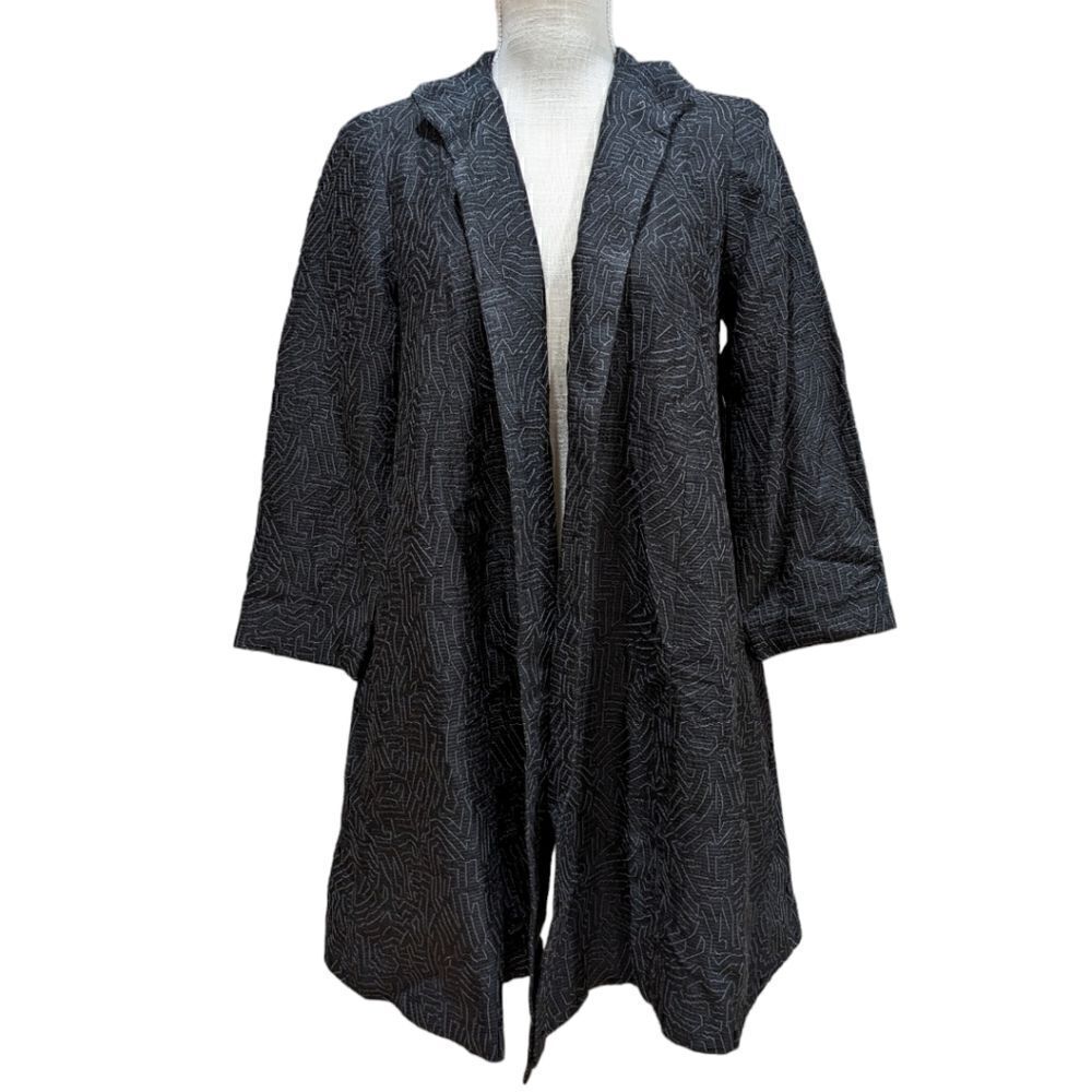 NWT Eileen Fisher Women's Funnel Neck A-line Coat Size Petite Small in Black